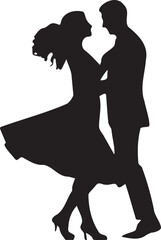 Dancing man and woman on a transparent background