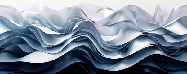 Obraz premium Blue and white abstract waves with a silky smooth texture