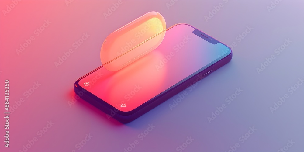 Poster modern smartphone icon with chat bubble communication and messaging concept