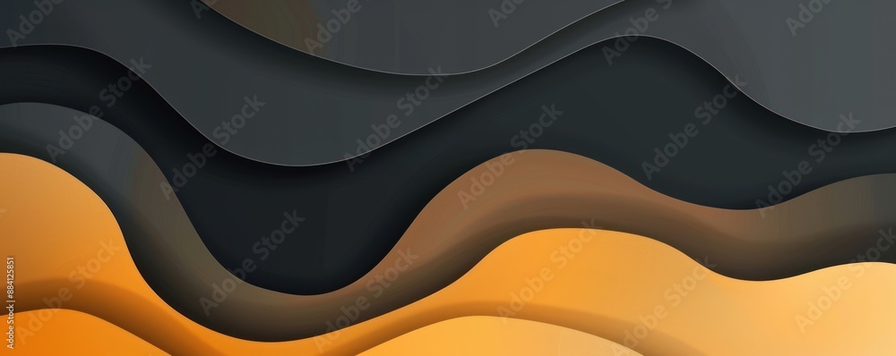 Aufkleber dark and light orange wavy abstract background with smooth gradient and fluid shapes