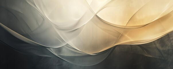 Elegant golden and silver flowing wave patterns on dark background