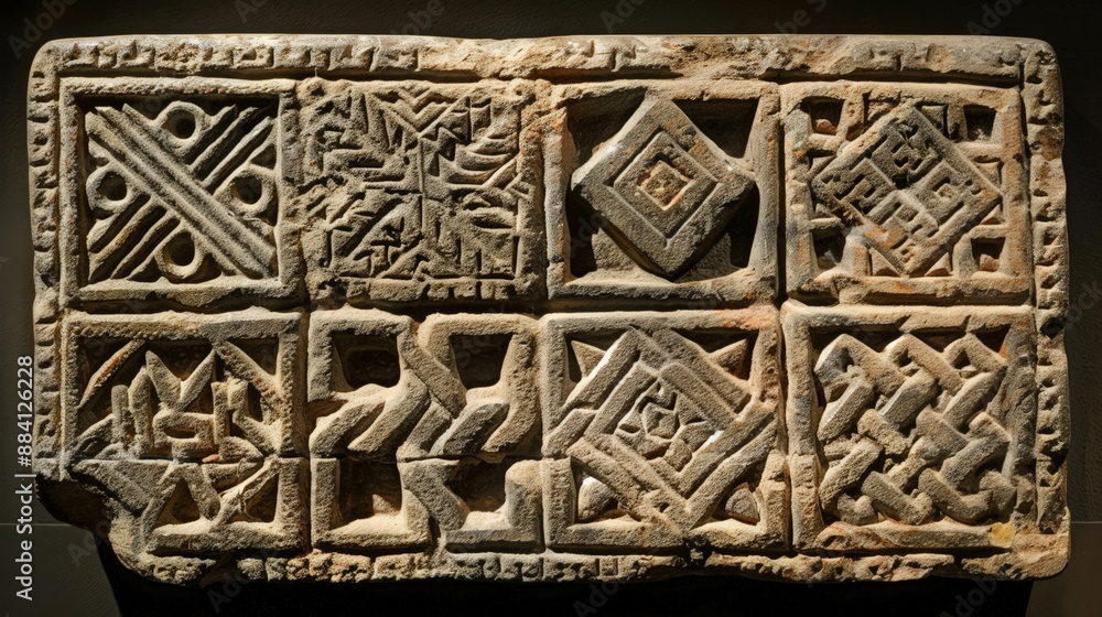 Aufkleber geometric patterns in historical artifacts. describe a historical artifact adorned with geometric pa