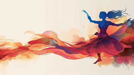 Dynamic dancer depiction, capturing energy and joy of traditional dance performances for Navaratri festival