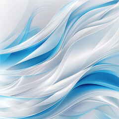 Obraz premium Hyper realistic white and blue abstract waves background, vibrant and flowing design.