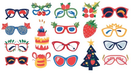 Collection of Colorful Glasses Illustration