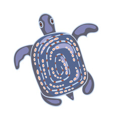 Turtle. Tropical ocean animal design in cartoon style