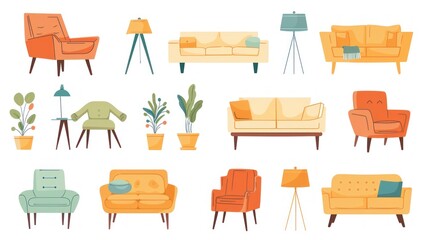 Set of Cozy Living Room Furniture