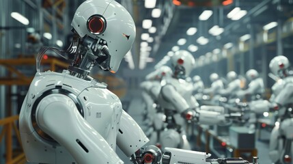 Fototapeta premium Our industrial factory is a testament to the advancements in robotic technology. Witness how automation simplifies complex manufacturing tasks,