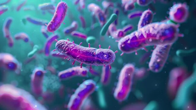Illustration of probiotics concept showing beneficial bacteria thriving in the human digestive system, promoting gut health and gastrointestinal wellness. Blur background 