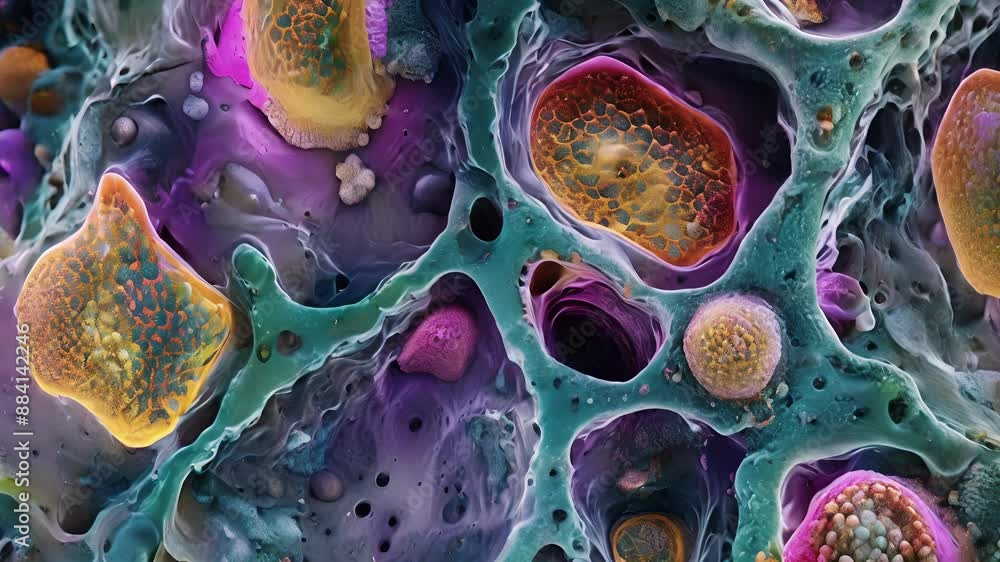 Aufkleber stained histological section depicting a cell with multiple fused mitochondria highlighting their in
