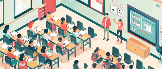 Teachers and students in a virtual classroom