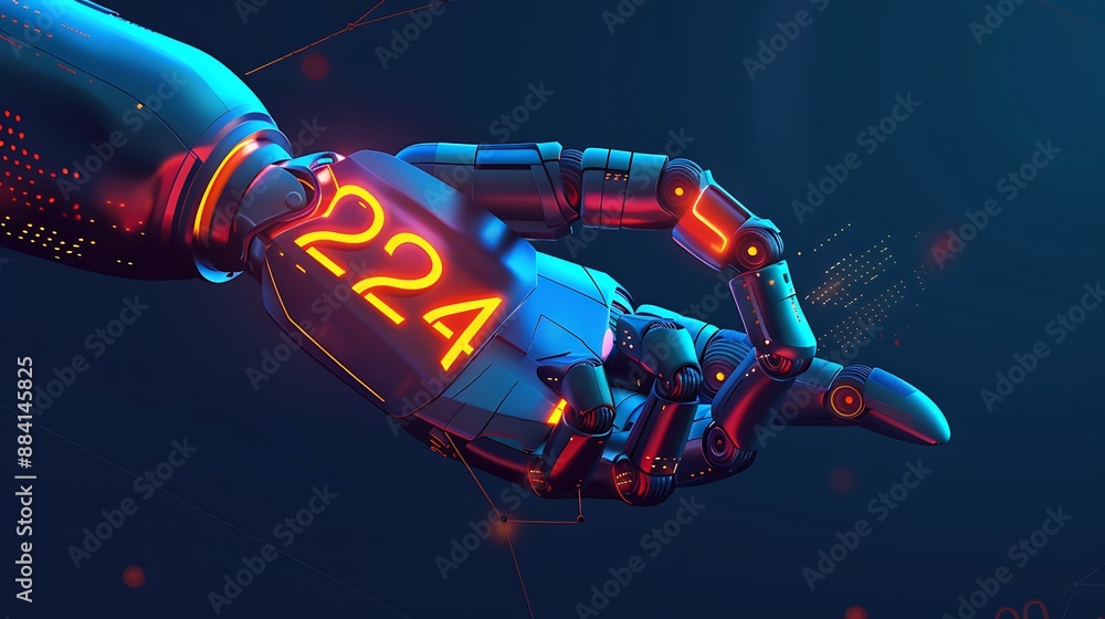 Poster robot hand pointing with 24/7 display