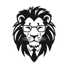 Lion in Business Attire  silhouette. isolated on white background. Vector illustration