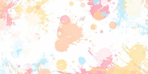 Colorful painted background. Splatter Brush Stroke Surface. Watercolor Endless. Incredible modern design. Beautiful background of incredible bright colors. Modern Fluid art. Vector Format. spray blots
