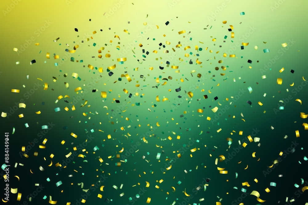 Poster bright green background adorned with yellow confetti, perfect for adding custom text