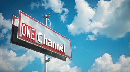 Obraz premium One Channel Sign Against a Blue Sky