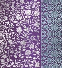 wedding card design, traditional paisley floral pattern , royal India	