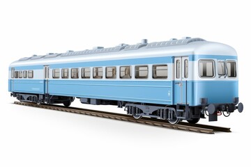 Obraz premium Isolated side view of a railway passenger car on white background for enhanced search relevance