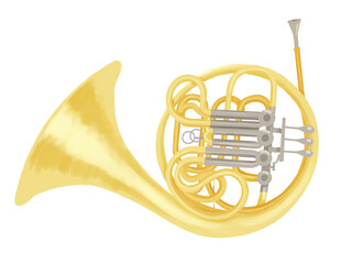 シンプルでリアルなホルンのイラスト