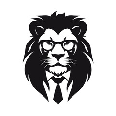 Lion in Business Attire  silhouette. isolated on white background. Vector illustration