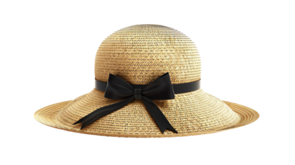 Elegant straw hat with a black ribbon, ideal for sunny days and stylish summer outings. Perfect accessory for a chic and sophisticated look.