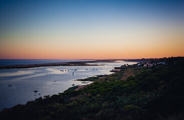 Fototapeta premium Cacela Velha beach in Algarve at the sunset in the summer
