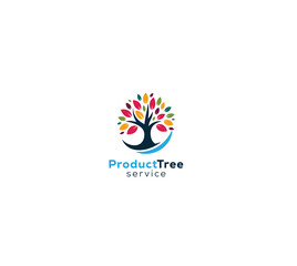 Colorful person life tree logo concept