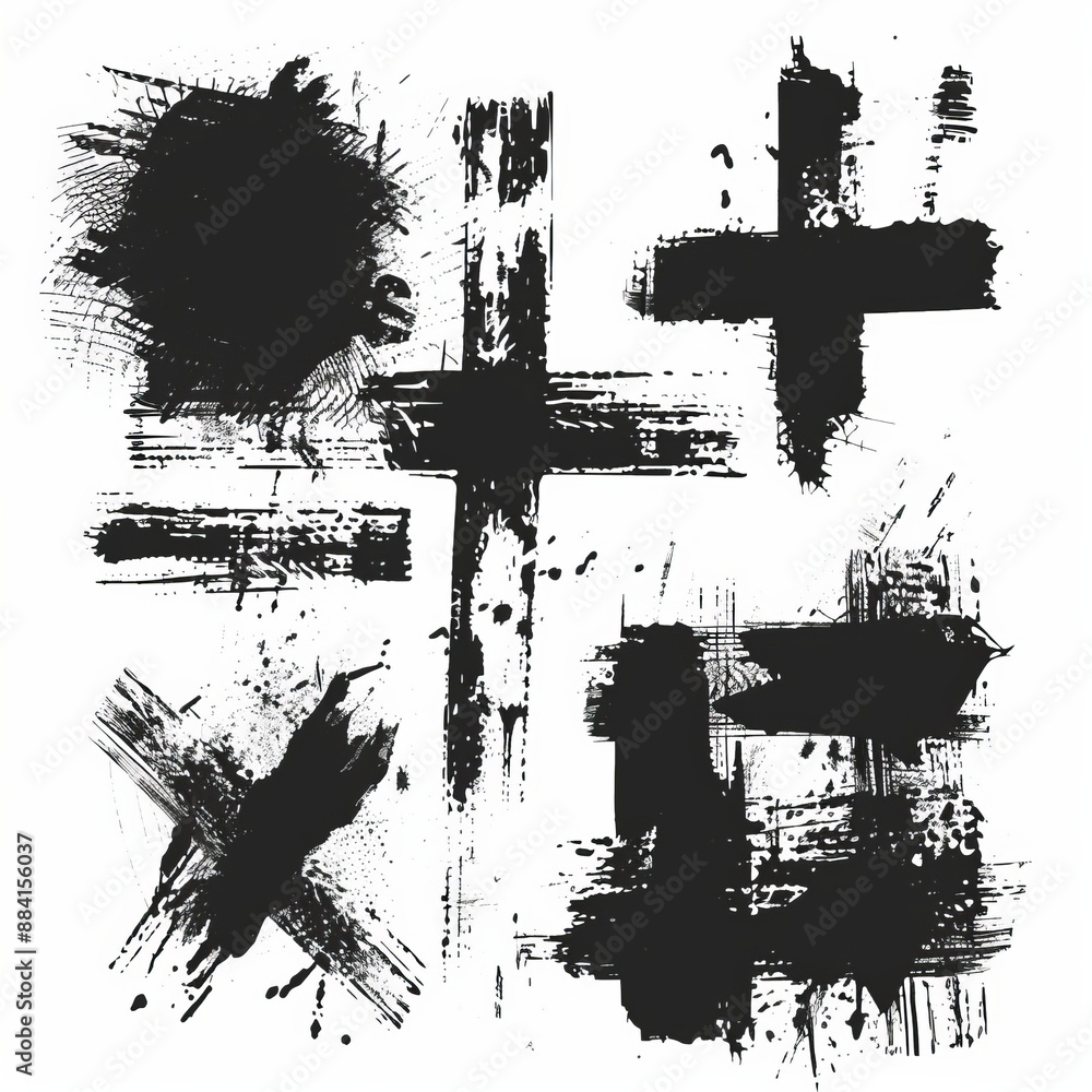 Aufkleber Drawings of scribble lines and brush strokes in different styles