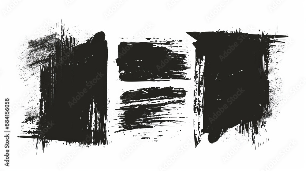 Poster paintbrush strokes. modern paintbrush set. grunge design elements. rectangular text boxes.
