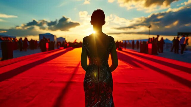 Gorgeous celebrity at event wearing evening dress