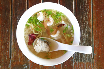 Seafood Rice Porridge with Delectable Seabass in a Spoon