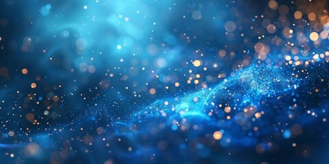 Obraz premium Abstract blue bokeh lights creating a magical and dreamy effect, perfect for backgrounds and festive designs.