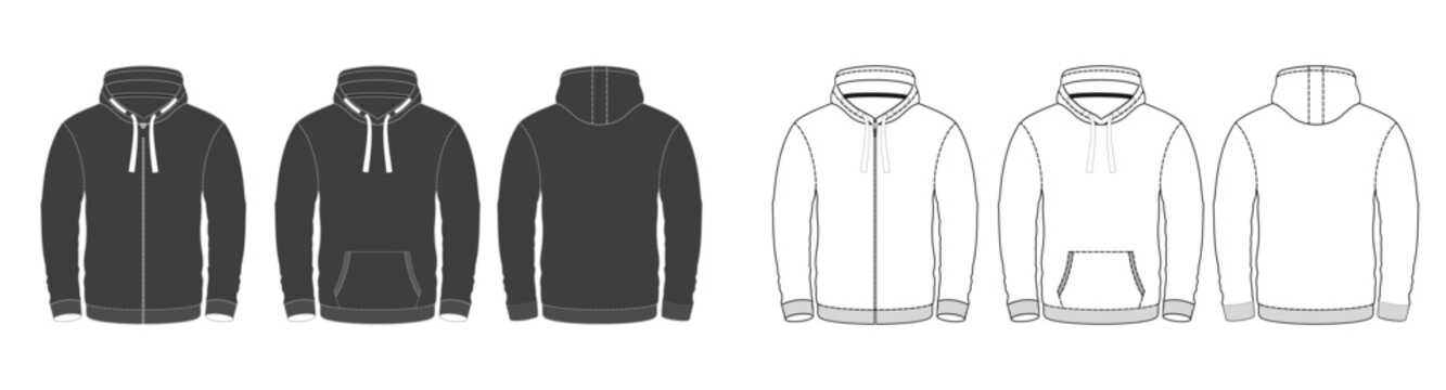 Hoodie jacket vector thin line icon set. outerwear comfortable sweater vector symbol. hoody cloth vector thin line icon. casual hoodie sign for web ui designs