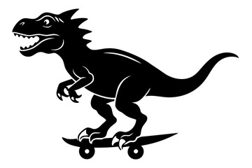 
Dinosaur riding skateboard silhouette vector illustration
