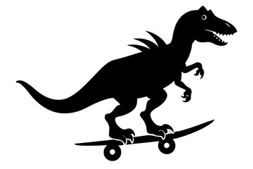 
Dinosaur riding skateboard silhouette vector illustration
