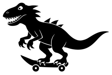 
Dinosaur riding skateboard silhouette vector illustration
