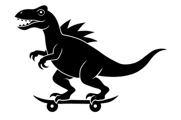 Obraz premium Dinosaur riding skateboard silhouette vector illustration 