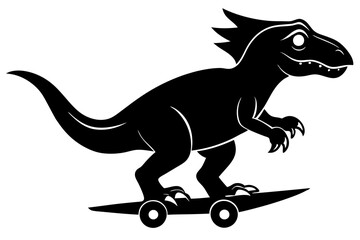 
Dinosaur riding skateboard silhouette vector illustration

