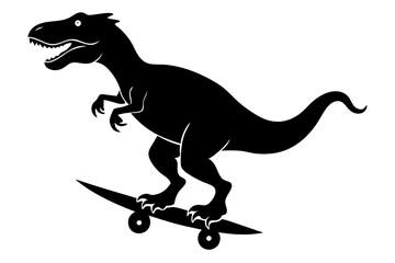 
Dinosaur riding skateboard silhouette vector illustration
