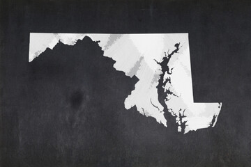 Map of the State of Maryland drawn on a blackboard
