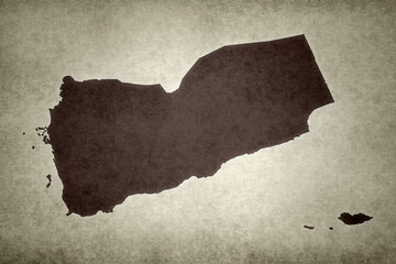 Map of Yemen on a paper