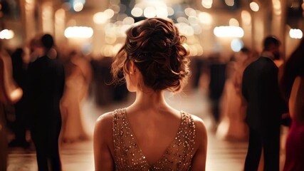 Gorgeous celebrity at event wearing evening dress