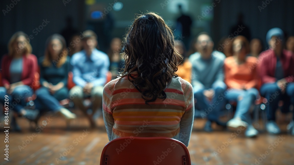 Poster Support group meeting in a safe and welcoming environment fostering open communication Stock Photo with copy space