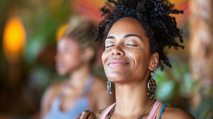 Therapist guiding a client through a mindfulness exercise during a session Stock Photo with copy space