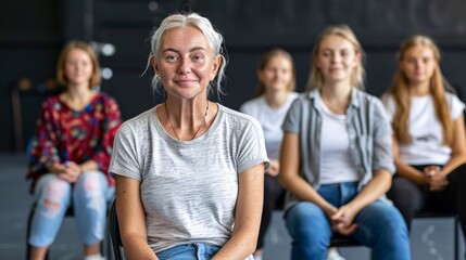 Obraz premium Group therapy session with participants engaging in role-playing exercises to improve coping skills Stock Photo with copy space