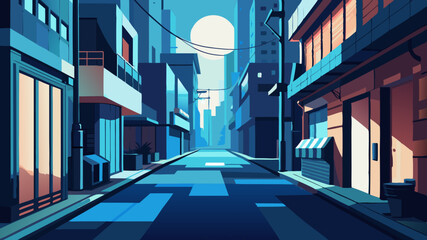 Calle oscura en la ciudad ciberpunk, callejón sombrío con iluminación de neón