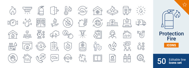 Protection icons Pixel perfect. Fire, industry, home, ...	
