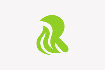 Naklejka premium Illustration vector graphic of letter R green leaf. Good for logo