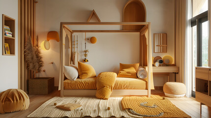 A bedroom with a bed and a rug