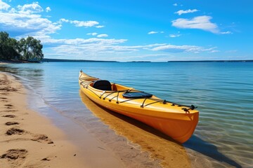 Serene Kayaking Adventure: Paddle Ready on Calm Beach